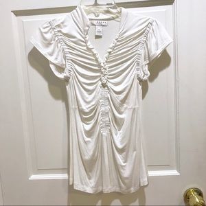 Kenar White / Light Cream Ruched Blouse